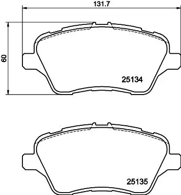 Bremsbelagsatz, Scheibenbremse Vorderachse HELLA PAGID 8DB 355 020-621 Bild Bremsbelagsatz, Scheibenbremse Vorderachse HELLA PAGID 8DB 355 020-621