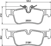 Bremsbelagsatz, Scheibenbremse Hinterachse HELLA PAGID 8DB 355 021-681