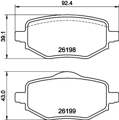 Bremsbelagsatz, Scheibenbremse Hinterachse HELLA PAGID 8DB 355 040-971 Bild Bremsbelagsatz, Scheibenbremse Hinterachse HELLA PAGID 8DB 355 040-971