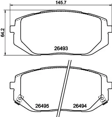 Bremsbelagsatz, Scheibenbremse Vorderachse HELLA PAGID 8DB 355 043-641 Bild Bremsbelagsatz, Scheibenbremse Vorderachse HELLA PAGID 8DB 355 043-641