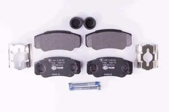 Bremsbelagsatz, Scheibenbremse Hinterachse HELLA PAGID 8DB 355 010-411 Bild Bremsbelagsatz, Scheibenbremse Hinterachse HELLA PAGID 8DB 355 010-411