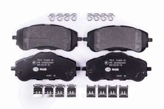 Bremsbelagsatz, Scheibenbremse Vorderachse HELLA PAGID 8DB 355 021-321 Bild Bremsbelagsatz, Scheibenbremse Vorderachse HELLA PAGID 8DB 355 021-321
