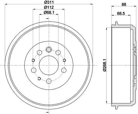 Bremstrommel Hinterachse HELLA PAGID 8DT 355 301-721 Bild Bremstrommel Hinterachse HELLA PAGID 8DT 355 301-721