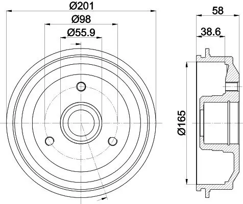 Bremstrommel Hinterachse HELLA PAGID 8DT 355 300-051 Bild Bremstrommel Hinterachse HELLA PAGID 8DT 355 300-051