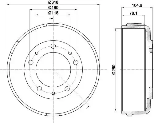 Bremstrommel Hinterachse HELLA PAGID 8DT 355 300-451