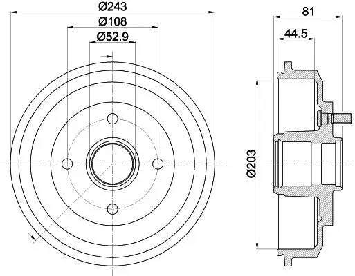 Bremstrommel Hinterachse HELLA PAGID 8DT 355 300-601 Bild Bremstrommel Hinterachse HELLA PAGID 8DT 355 300-601