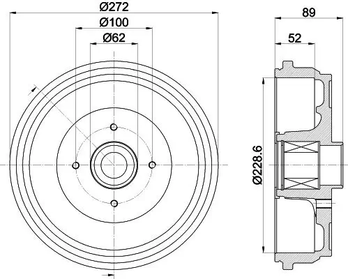 Bremstrommel Hinterachse HELLA PAGID 8DT 355 303-111 Bild Bremstrommel Hinterachse HELLA PAGID 8DT 355 303-111