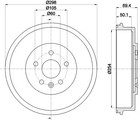 Bremstrommel Hinterachse HELLA PAGID 8DT 355 302-671 Bild Bremstrommel Hinterachse HELLA PAGID 8DT 355 302-671