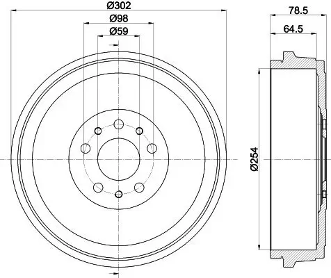 Bremstrommel HELLA PAGID 8DT 355 303-341 Bild Bremstrommel HELLA PAGID 8DT 355 303-341