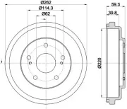 Bremstrommel Hinterachse HELLA PAGID 8DT 355 303-241