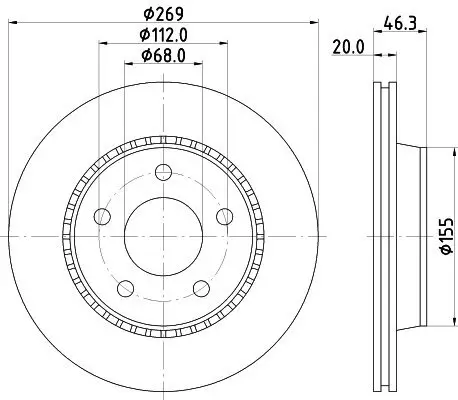 Bremsscheibe Hinterachse HELLA PAGID 8DD 355 101-351