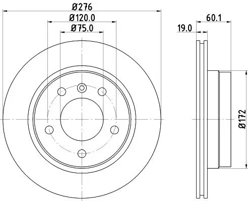 Bremsscheibe Hinterachse HELLA PAGID 8DD 355 104-281 Bild Bremsscheibe Hinterachse HELLA PAGID 8DD 355 104-281