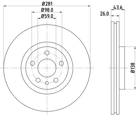 Bremsscheibe Vorderachse HELLA PAGID 8DD 355 104-451 Bild Bremsscheibe Vorderachse HELLA PAGID 8DD 355 104-451