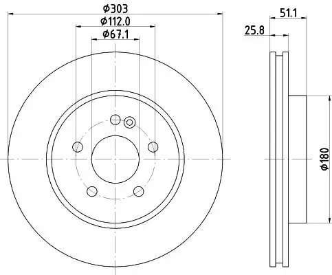 Bremsscheibe HELLA PAGID 8DD 355 129-751 Bild Bremsscheibe HELLA PAGID 8DD 355 129-751