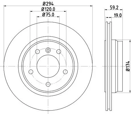 Bremsscheibe Hinterachse HELLA PAGID 8DD 355 127-401 Bild Bremsscheibe Hinterachse HELLA PAGID 8DD 355 127-401