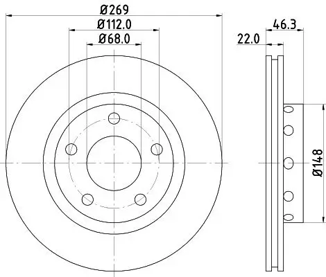 Bremsscheibe Hinterachse HELLA PAGID 8DD 355 127-431 Bild Bremsscheibe Hinterachse HELLA PAGID 8DD 355 127-431