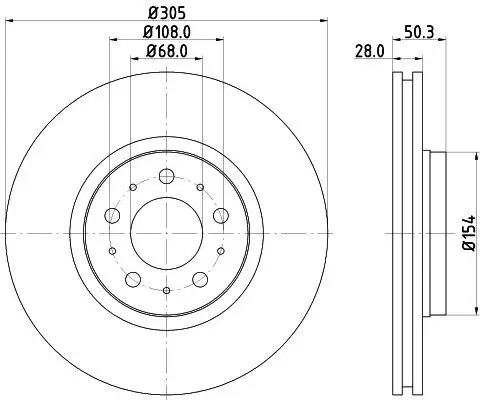 Bremsscheibe Vorderachse HELLA PAGID 8DD 355 107-071 Bild Bremsscheibe Vorderachse HELLA PAGID 8DD 355 107-071
