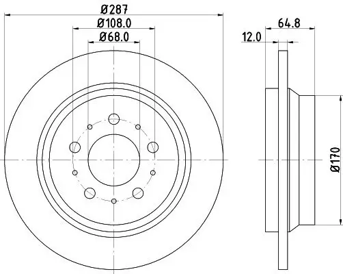 Bremsscheibe Hinterachse HELLA PAGID 8DD 355 107-091 Bild Bremsscheibe Hinterachse HELLA PAGID 8DD 355 107-091