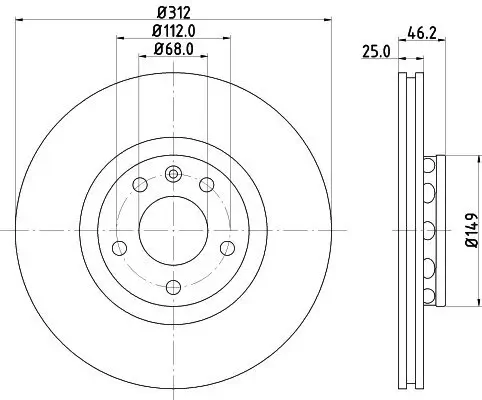 Bremsscheibe Vorderachse HELLA PAGID 8DD 355 127-571 Bild Bremsscheibe Vorderachse HELLA PAGID 8DD 355 127-571