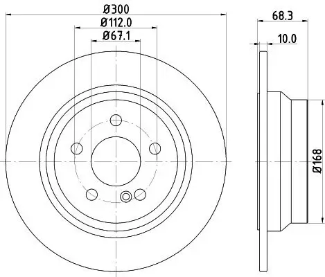 Bremsscheibe Hinterachse HELLA PAGID 8DD 355 108-841 Bild Bremsscheibe Hinterachse HELLA PAGID 8DD 355 108-841
