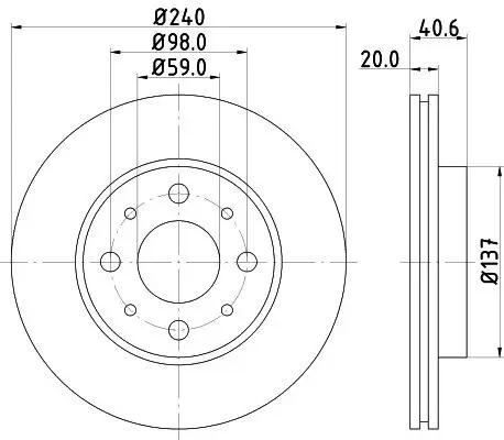 Bremsscheibe HELLA PAGID 8DD 355 109-121 Bild Bremsscheibe HELLA PAGID 8DD 355 109-121