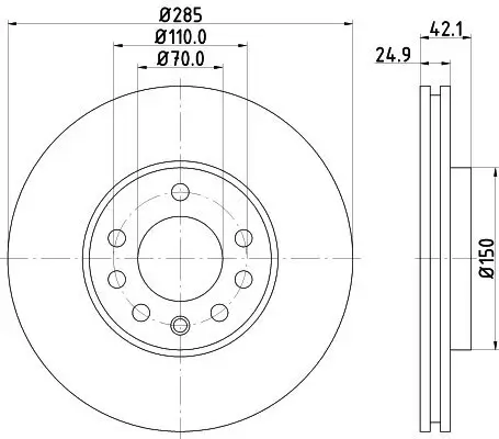Bremsscheibe HELLA PAGID 8DD 355 127-841 Bild Bremsscheibe HELLA PAGID 8DD 355 127-841