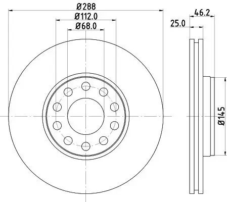 Bremsscheibe Vorderachse HELLA PAGID 8DD 355 109-621 Bild Bremsscheibe Vorderachse HELLA PAGID 8DD 355 109-621