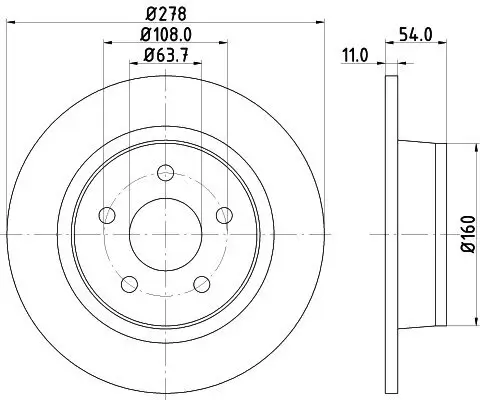 Bremsscheibe Hinterachse HELLA PAGID 8DD 355 110-291 Bild Bremsscheibe Hinterachse HELLA PAGID 8DD 355 110-291