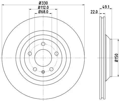 Bremsscheibe Hinterachse HELLA PAGID 8DD 355 128-321 Bild Bremsscheibe Hinterachse HELLA PAGID 8DD 355 128-321