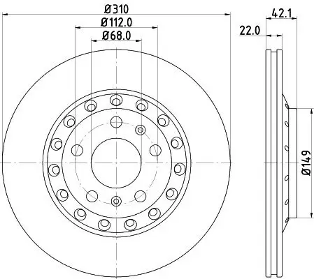 Bremsscheibe HELLA PAGID 8DD 355 113-341 Bild Bremsscheibe HELLA PAGID 8DD 355 113-341