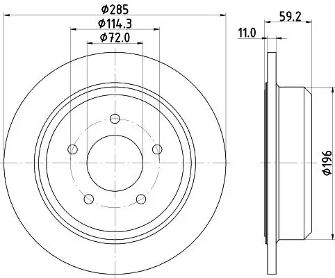 Bremsscheibe Hinterachse HELLA PAGID 8DD 355 114-801 Bild Bremsscheibe Hinterachse HELLA PAGID 8DD 355 114-801