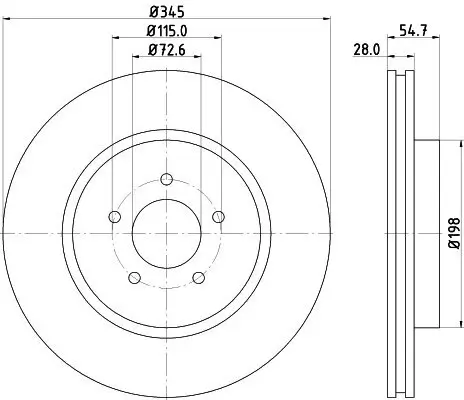 Bremsscheibe HELLA PAGID 8DD 355 115-471 Bild Bremsscheibe HELLA PAGID 8DD 355 115-471