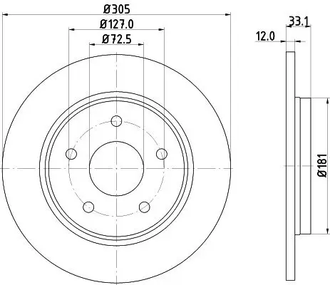 Bremsscheibe Hinterachse HELLA PAGID 8DD 355 115-801 Bild Bremsscheibe Hinterachse HELLA PAGID 8DD 355 115-801