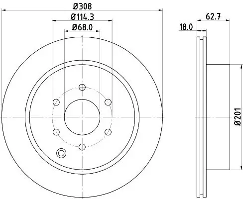 Bremsscheibe Hinterachse HELLA PAGID 8DD 355 115-851 Bild Bremsscheibe Hinterachse HELLA PAGID 8DD 355 115-851