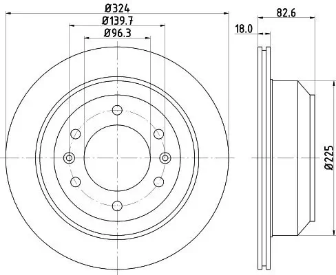 Bremsscheibe Hinterachse HELLA PAGID 8DD 355 116-491 Bild Bremsscheibe Hinterachse HELLA PAGID 8DD 355 116-491