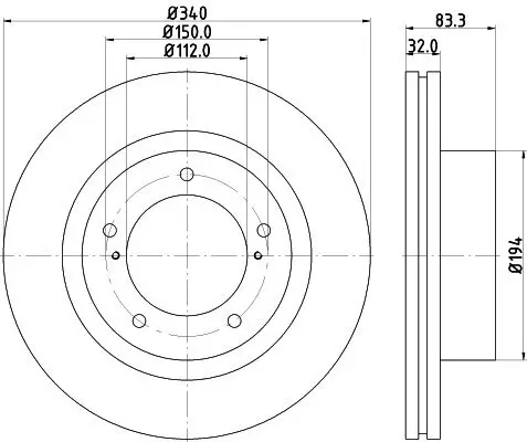 Bremsscheibe Vorderachse HELLA PAGID 8DD 355 116-551 Bild Bremsscheibe Vorderachse HELLA PAGID 8DD 355 116-551