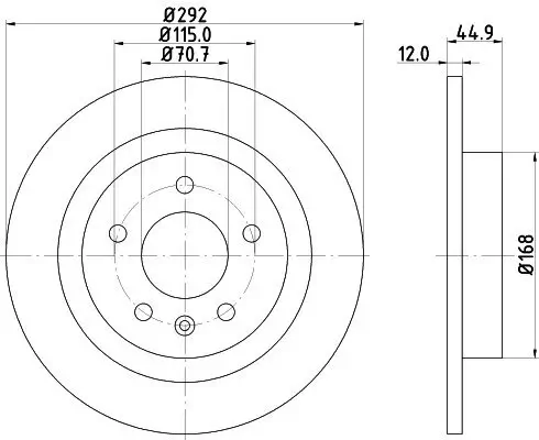 Bremsscheibe Hinterachse HELLA PAGID 8DD 355 116-601 Bild Bremsscheibe Hinterachse HELLA PAGID 8DD 355 116-601