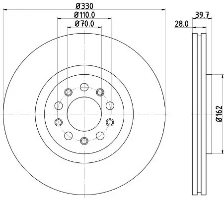 Bremsscheibe Vorderachse HELLA PAGID 8DD 355 116-651 Bild Bremsscheibe Vorderachse HELLA PAGID 8DD 355 116-651