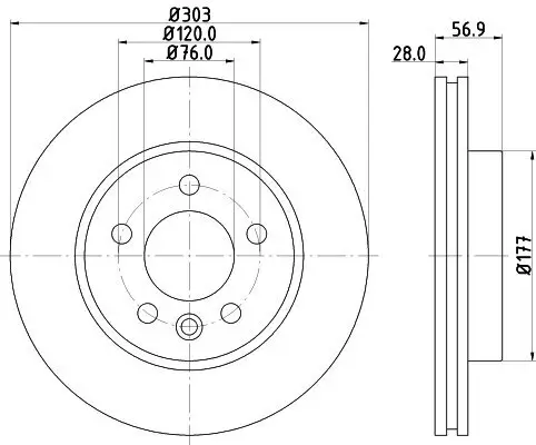 Bremsscheibe HELLA PAGID 8DD 355 117-151 Bild Bremsscheibe HELLA PAGID 8DD 355 117-151