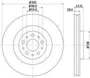 Bremsscheibe HELLA PAGID 8DD 355 129-351