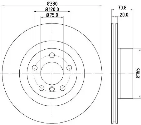 Bremsscheibe Hinterachse HELLA PAGID 8DD 355 129-811 Bild Bremsscheibe Hinterachse HELLA PAGID 8DD 355 129-811