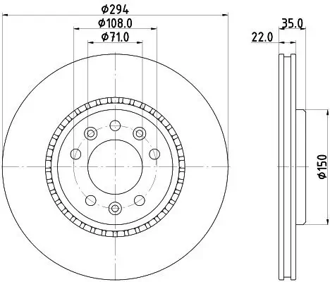 Bremsscheibe Hinterachse HELLA PAGID 8DD 355 125-401 Bild Bremsscheibe Hinterachse HELLA PAGID 8DD 355 125-401