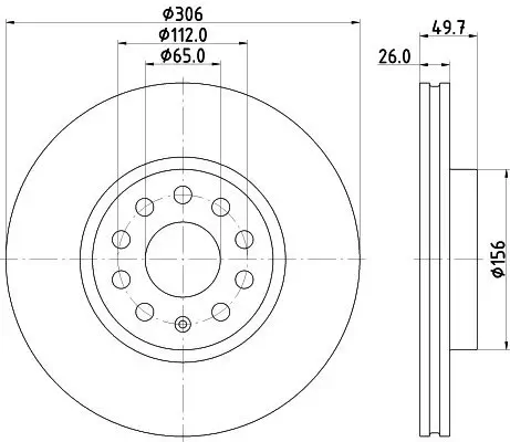 Bremsscheibe Vorderachse HELLA PAGID 8DD 355 134-611 Bild Bremsscheibe Vorderachse HELLA PAGID 8DD 355 134-611