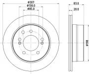 Bremsscheibe Hinterachse HELLA PAGID 8DD 355 134-921