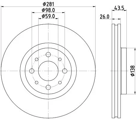 Bremsscheibe Vorderachse HELLA PAGID 8DD 355 134-971 Bild Bremsscheibe Vorderachse HELLA PAGID 8DD 355 134-971