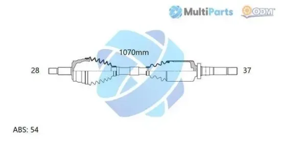 Antriebswelle Vorderachse rechts Multiparts 18-162111 Bild Antriebswelle Vorderachse rechts Multiparts 18-162111