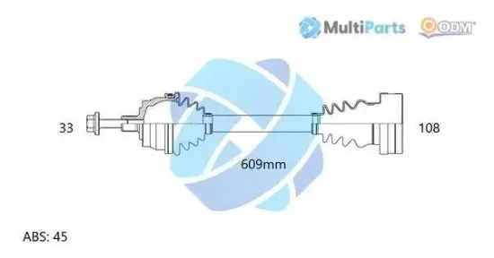 Antriebswelle Vorderachse links Multiparts 18-211401 Bild Antriebswelle Vorderachse links Multiparts 18-211401