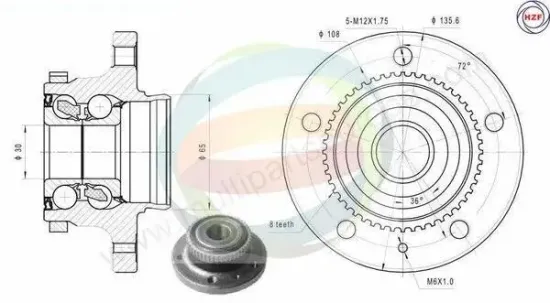 Radlagersatz Hinterachse links Hinterachse rechts Multiparts 70-150019 Bild Radlagersatz Hinterachse links Hinterachse rechts Multiparts 70-150019