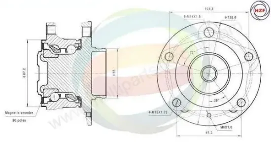 Radlagersatz Hinterachse links Hinterachse rechts Multiparts 70-150031 Bild Radlagersatz Hinterachse links Hinterachse rechts Multiparts 70-150031