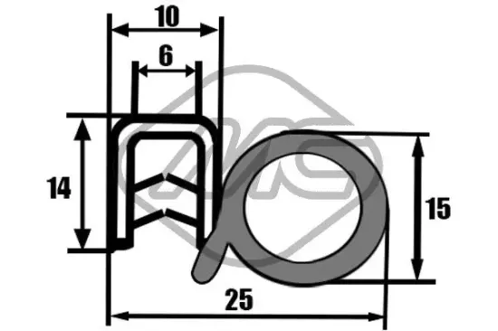 Türdichtung Fahrzeugtür Metalcaucho 00601 Bild Türdichtung Fahrzeugtür Metalcaucho 00601